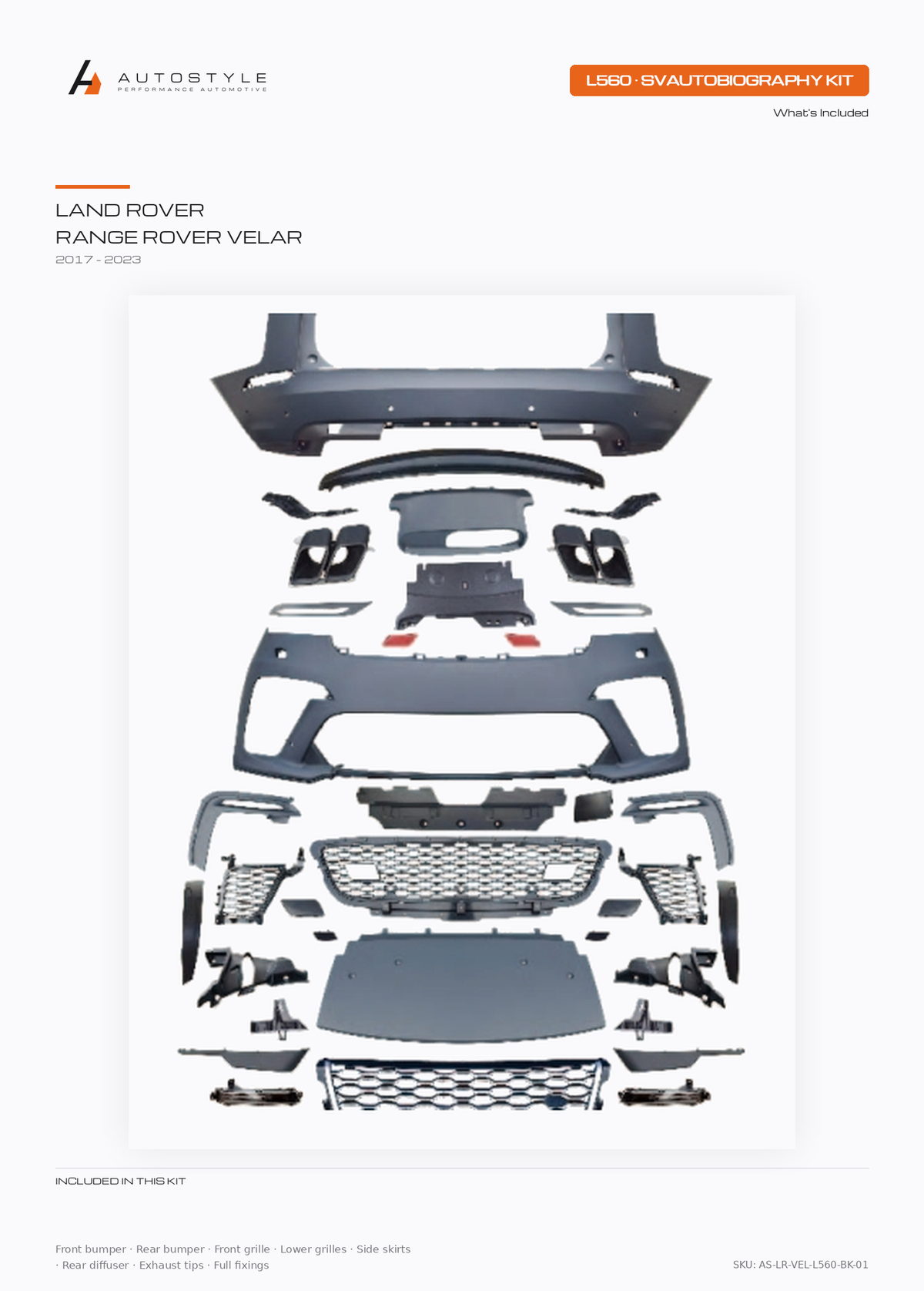 Range Rover Velar SVAutobiography body kit components by Autostyle